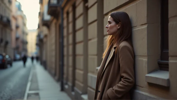 Woman in Urban Alley by Brown Concrete Building