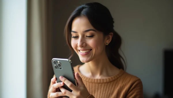 Woman Using iPhone in Natural Light Portrait