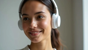 Woman Wearing Beats Headset Relaxed Portrait