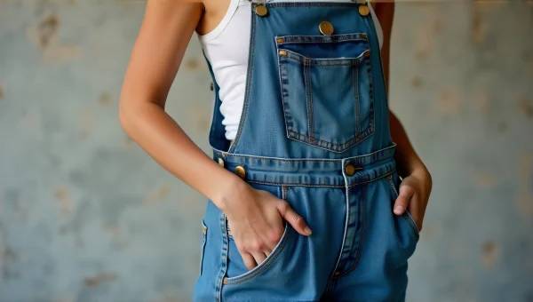 Woman Wearing Denim Overalls Relaxed Pose