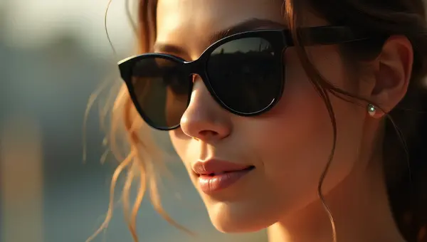 Woman Wearing Sunglasses With Soft Focus Background