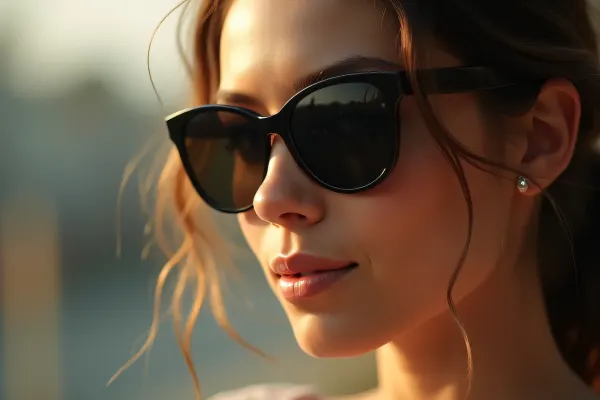 Woman Wearing Sunglasses With Soft Focus Background
