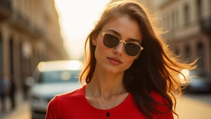 Woman Wearing Sunglasses In Urban Setting