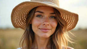 Woman Wearing Wide-Brimmed Hat in Soft Light