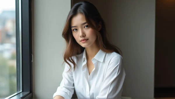 Woman in White Shirt by Window Natural Light