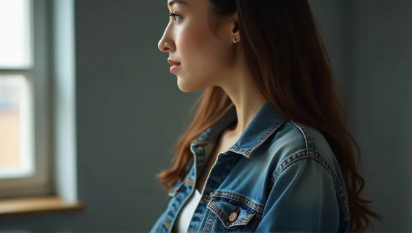 Woman in Worn Denim Jacket Portrait Soft Light