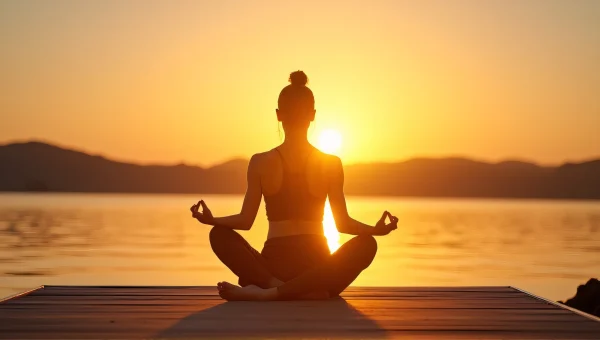 Woman Yoga Silhouette on Dock at Golden Hour