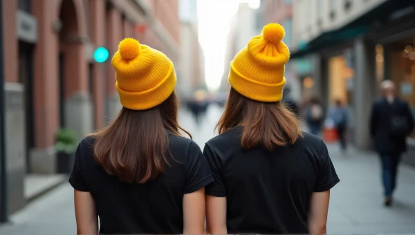 Women in Black T-Shirts and Yellow Caps Outdoors