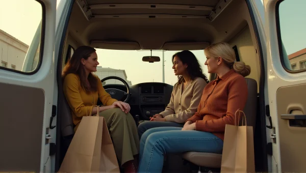 Women Conversing Inside Parked Delivery Van