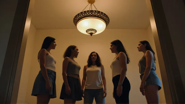 Women Gathering Under Elegant Chandelier Lighting