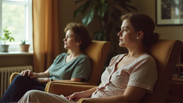 Women Relaxing in Armchair in Mid-Century Living Room