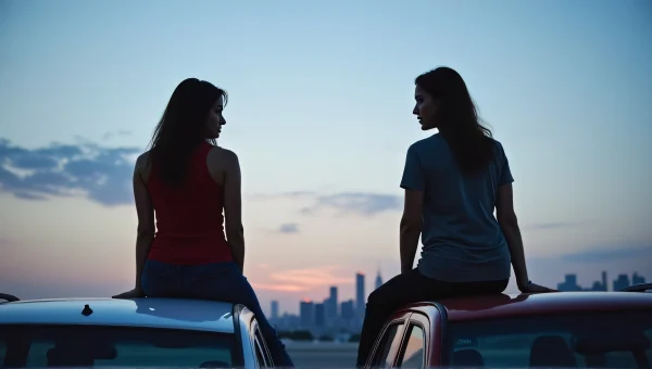 Women Relaxing On Vehicle Roofs At Dusk