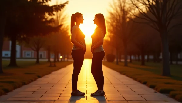 Women Silhouettes on Pathway at Golden Hour