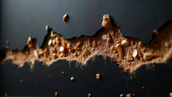Wood Fragments on Black Wall Close-Up Shot