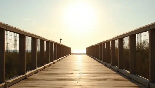 Wooden Boardwalk Leading to Horizon Under Sky