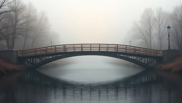 Wooden And Iron Bridges Over Foggy River At Dawn