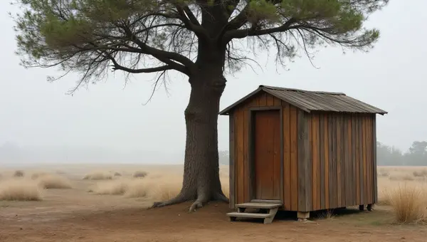 Wooden Shack Beside Tree in Natural Setting