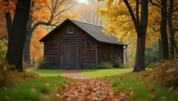 Wooden Shed Surrounded By Deciduous Trees