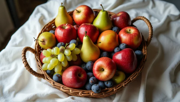 Woven Basket Overflowing With Fresh Fruits