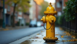 Yellow Fire Hydrant Urban Sidewalk Morning Light