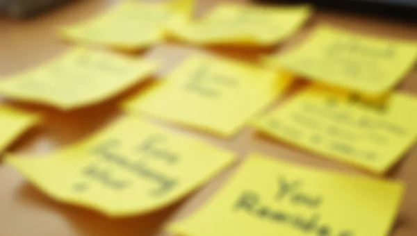 Yellow Sticky Notes Reminders On Wooden Desk