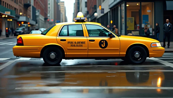 Yellow Taxi Cab Driver Curbside City Reflections