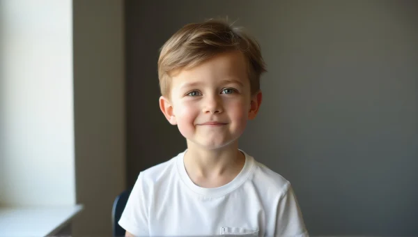 Young Boy in White Shirt Portrait Natural Light