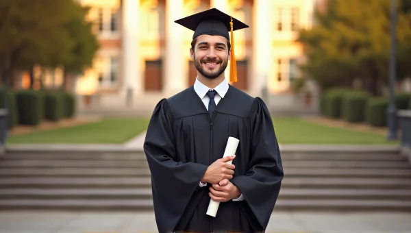 Young Graduate Holding Diploma on University Steps