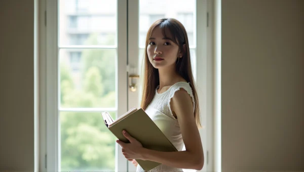 Young Woman Holding Books In Natural Light