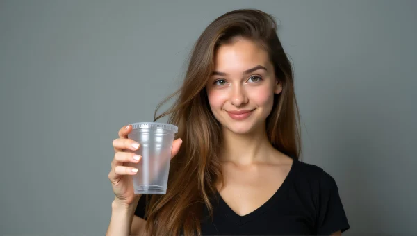 Young Woman Holding Cup In Studio Portrait